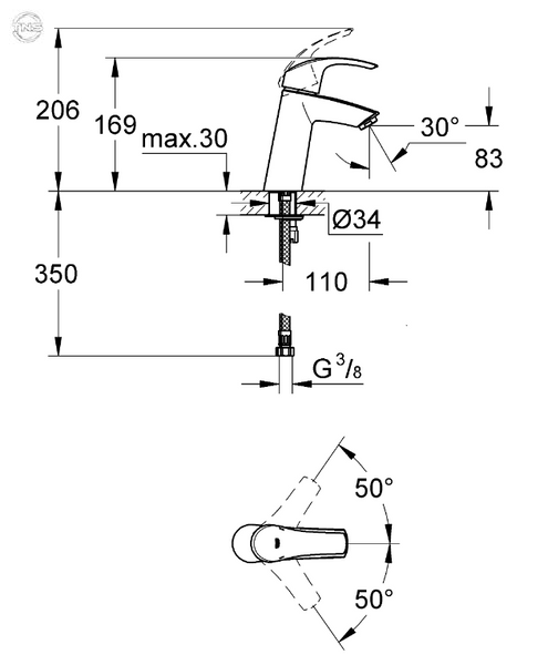 Смеситель для раковины Grohe Eurosmart M-Size (23324001) 23324001 фото