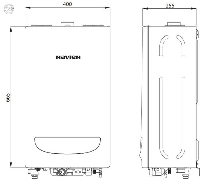 Газовий двоконтурний турбований котел NAVIEN Deluxe E Coaxial 24K + димохід N.DLX.EC.24.KIT1 фото