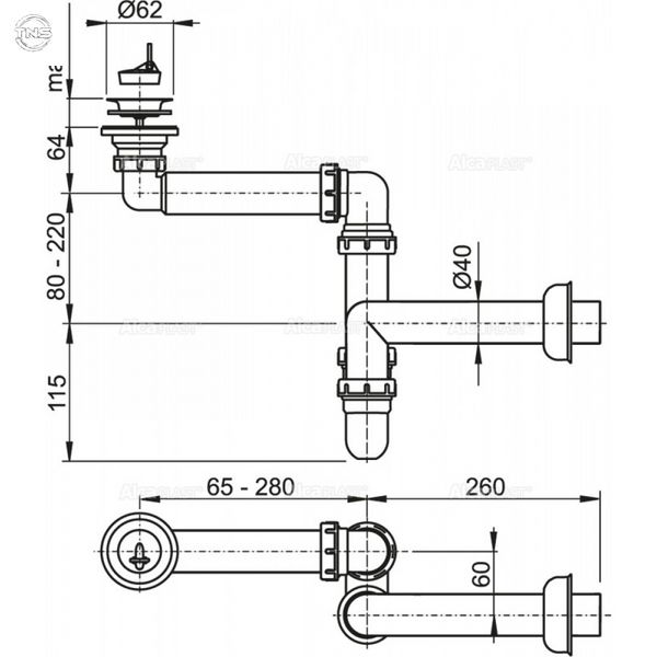 Сифон для раковини AlcaPlast A413 A413 фото