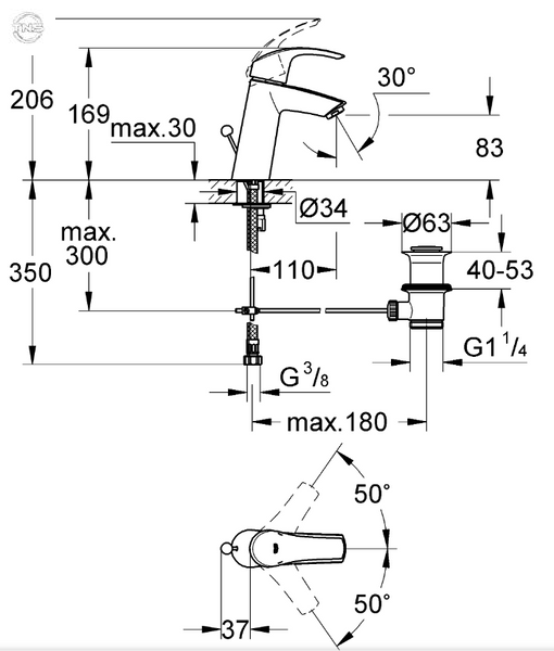 Змішувач Grohe Eurosmart для раковини M-Size (23322001) 23322001 фото