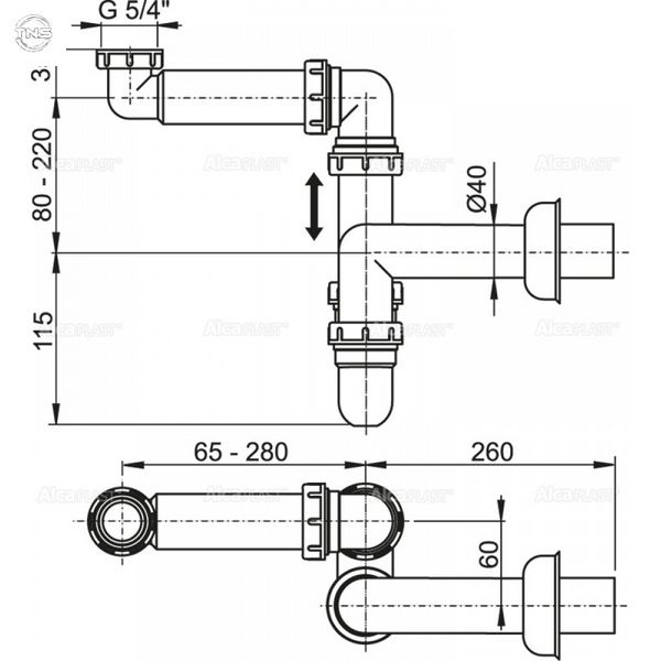 Сифон для раковини AlcaPlast A434 A434 фото