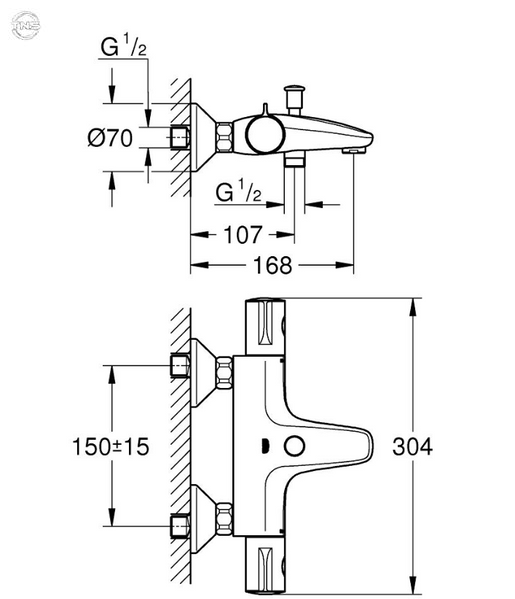 Термостат Grohe Grohtherm 800 для ванной (34567000) 34567000 фото