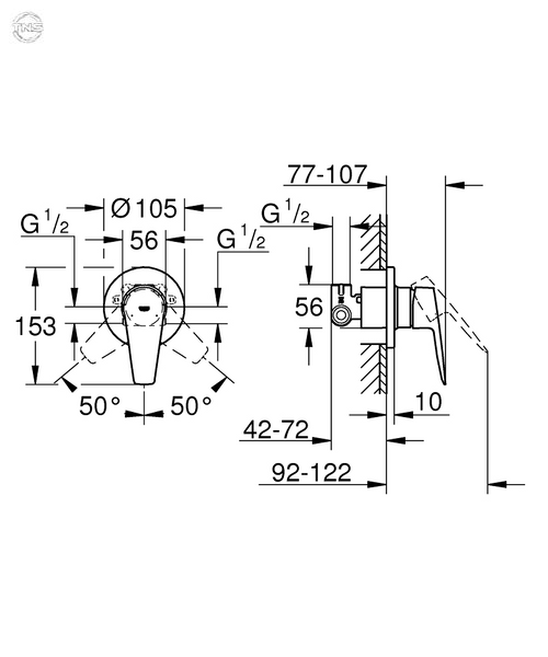 Гігієнічний душ зі Змішувачем прихованого монтажу Grohe BauEdge (UA28343001) UA28343001 фото