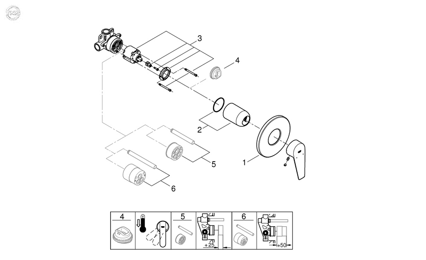 Гігієнічний душ зі Змішувачем прихованого монтажу Grohe BauEdge (UA28343001) UA28343001 фото