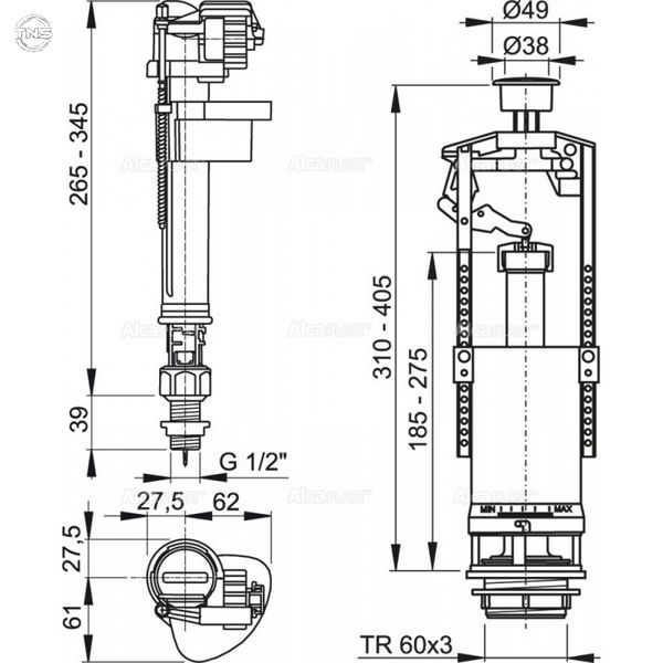 Выпускной комплект AlcaPlast SA2000S 1/2" CHROM SA2000S 1/2 фото