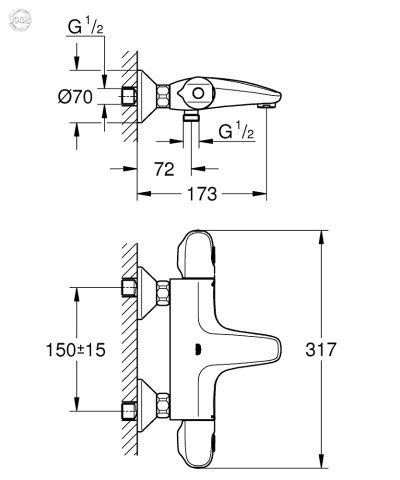 Змішувач термостатичний для ванни Grohe Grohe Grohtherm 1000 (34155003) 34155003 фото