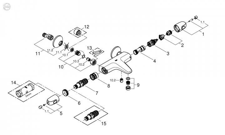 Змішувач термостатичний для ванни Grohe Grohe Grohtherm 1000 (34155003) 34155003 фото