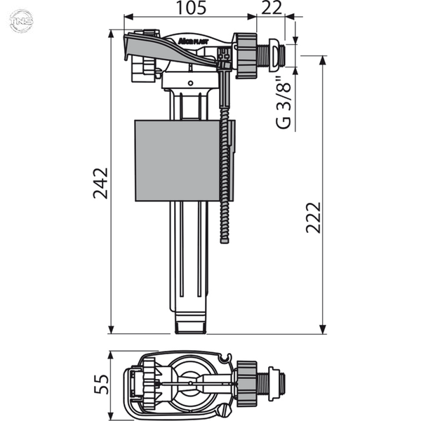 Впускний механізм Alca Plast A160P-3/8 A160P-3/8 фото