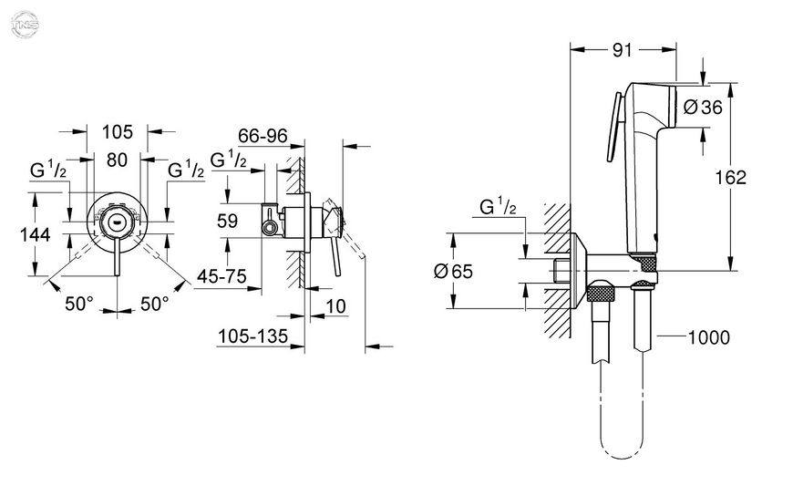 Гігієнічний душ із Змішувачем Grohe BauClassic (UA2904800S) UA2904800S фото