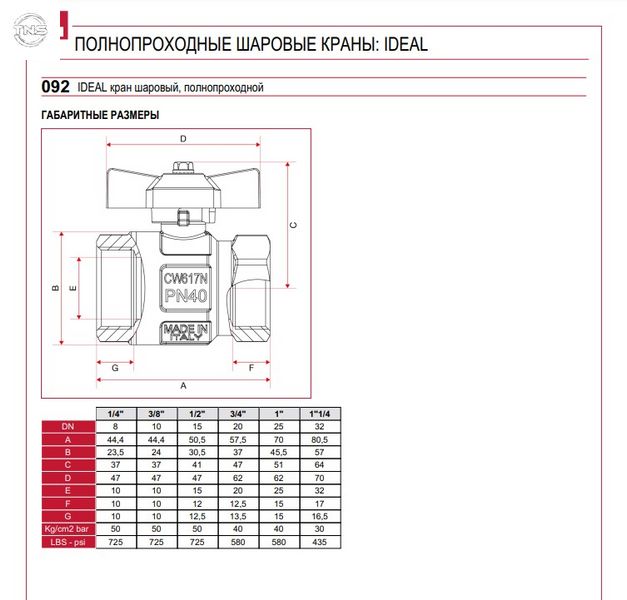 Кран шаровый ITAP IDEAL 1" 0920100 фото